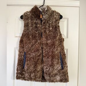 Simply Southern Brown and Cream Faux Fur Vest